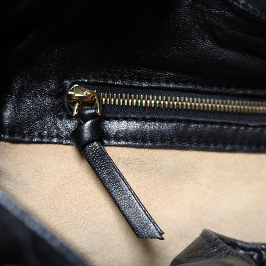 Bottega Veneta Vintage Black Intrecciato Leather Belt Hobo Shoulder Bag