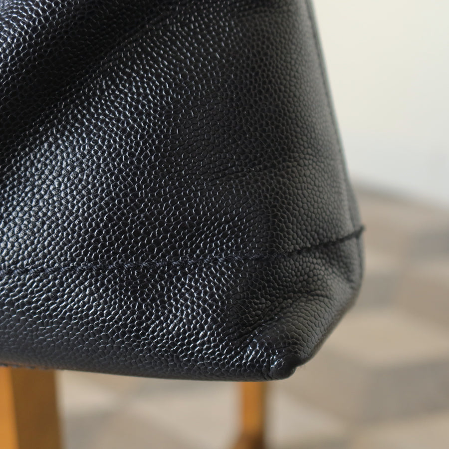 Chanel Vintage Black Caviar Leather Hobo Coco Charm Shoulder Bag M