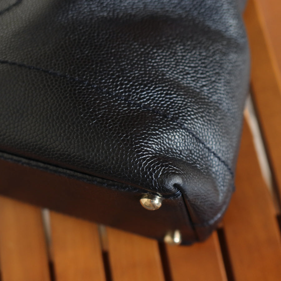 Chanel Vintage Black Caviar Leather Hobo Coco Charm Shoulder Bag M