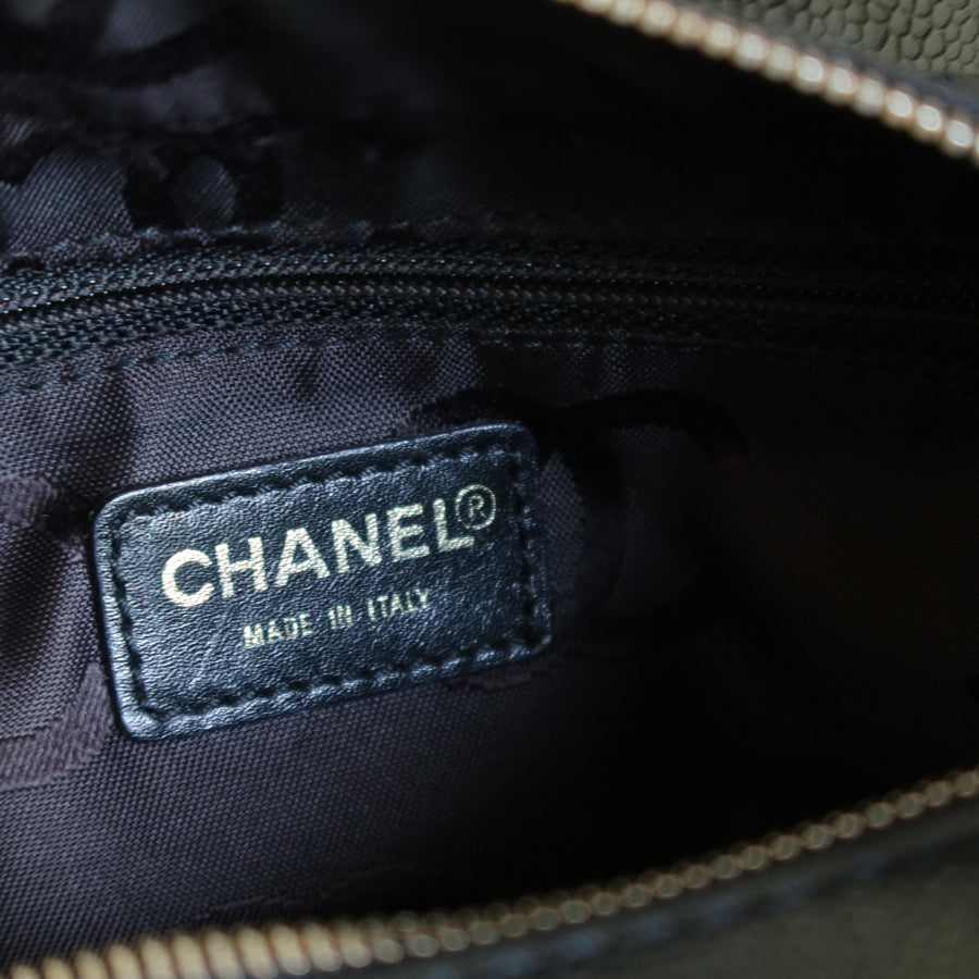 Chanel Vintage Black Caviar Leather Hobo Coco Charm Shoulder Bag M
