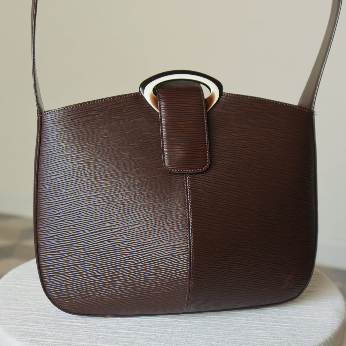 Louis Vuitton Vintage Brown Epi Leather Buckle Shoulder Bag