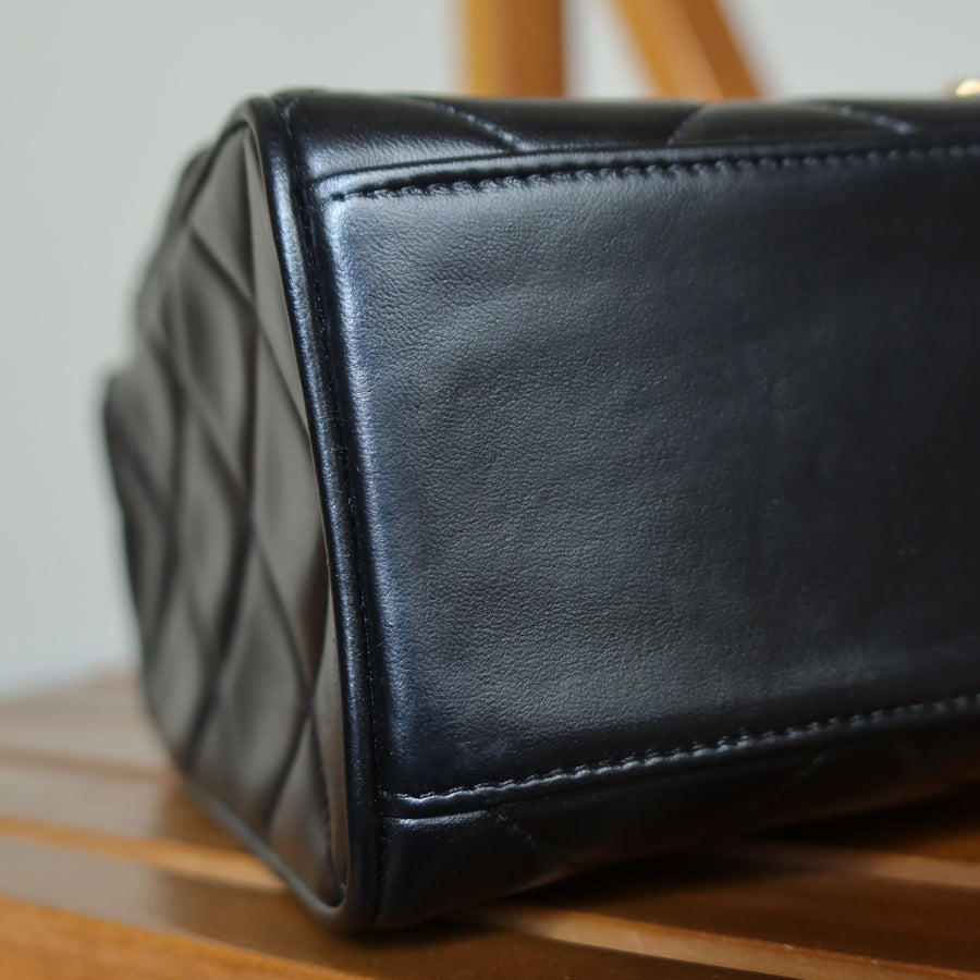 Vintage Chanel Black Matelassé Coco Crush Turn lock Shoulder Bag