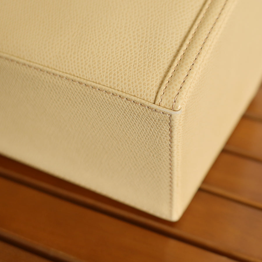 YSL Vintage Ivory Leather Heart Shape Picnic Style Top Handle Bag