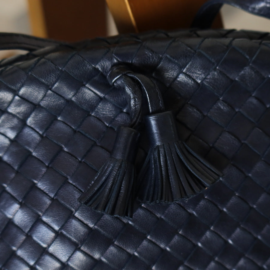 Bottega Veneta Vintage Intrecciato Weave Leather Kiss Lock Crossbody Flap Bag