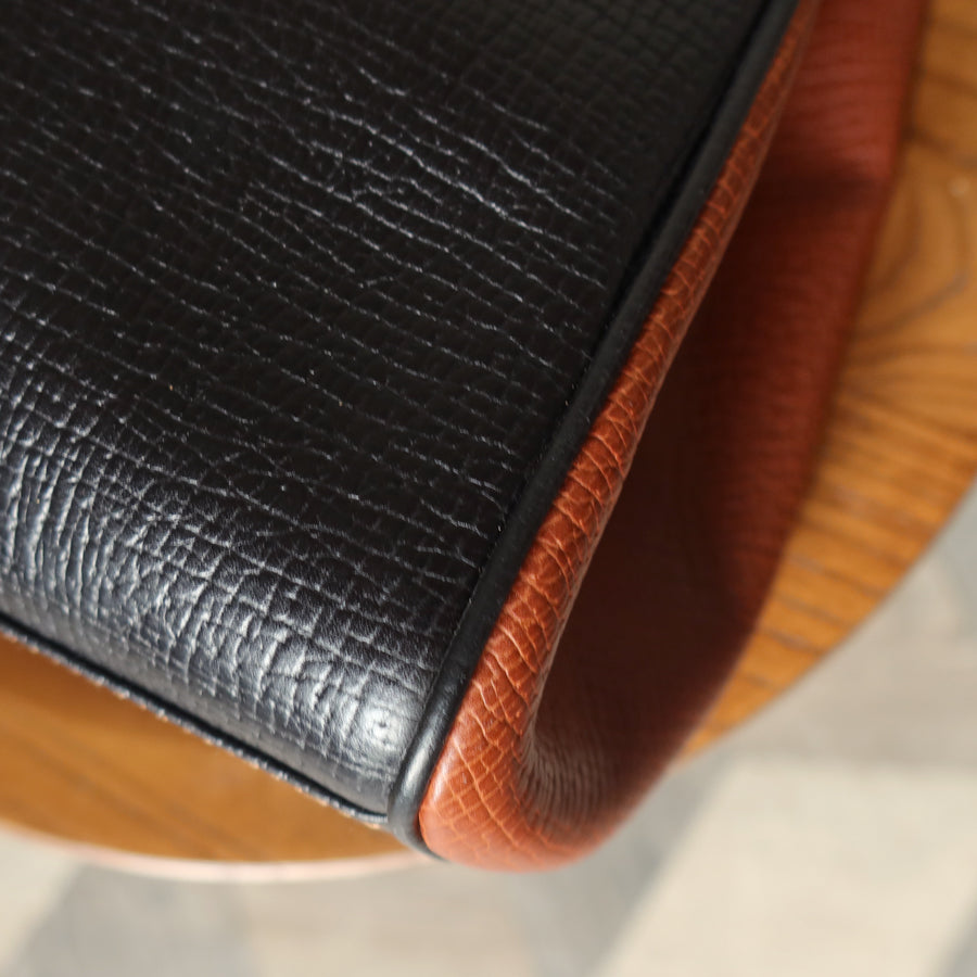 Loewe Vintage Black Brown Grained Leather Twisted Knot 2way Shoulder Flap Bag