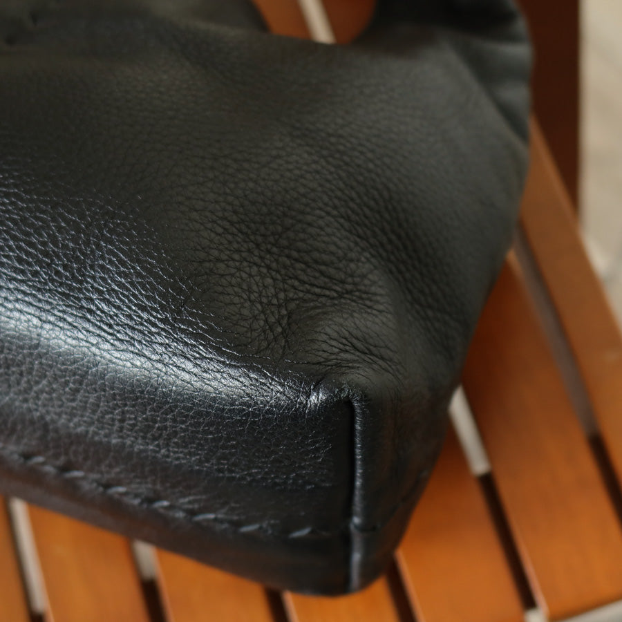 Bottega Veneta Vintage Black Leather Braided Strap Shoulder Bag