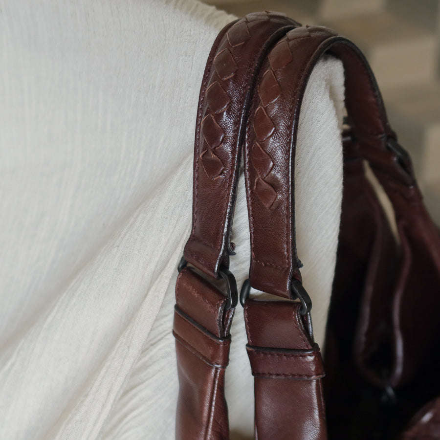 Bottega Veneta Vintage Dark Brown Medium Intrecciato Hobo Tote Bag M