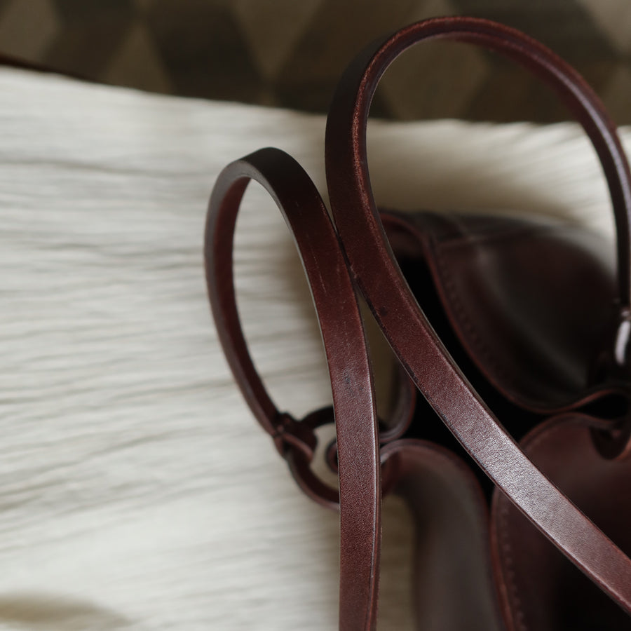 Gucci Vintage Dark Brown Leather Daily Tote Shoulder Bag