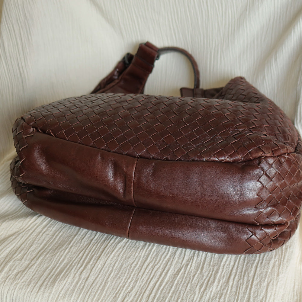 Bottega Veneta Vintage Dark Brown Medium Intrecciato Hobo Tote Bag M