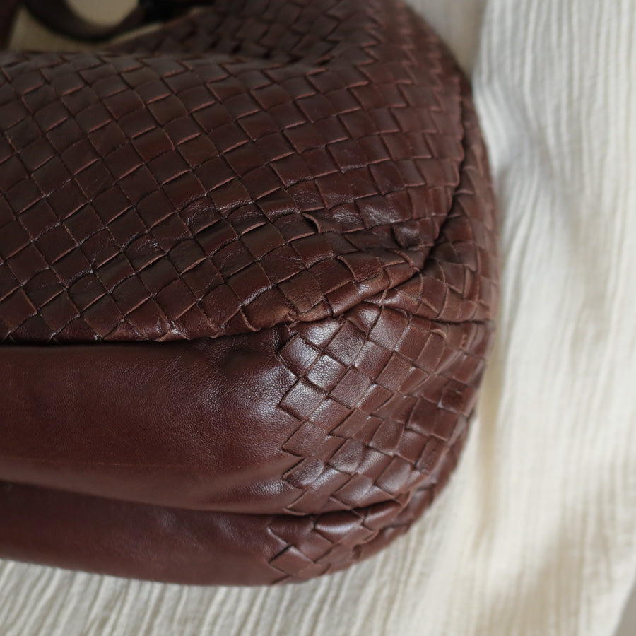 Bottega Veneta Vintage Dark Brown Medium Intrecciato Hobo Tote Bag M
