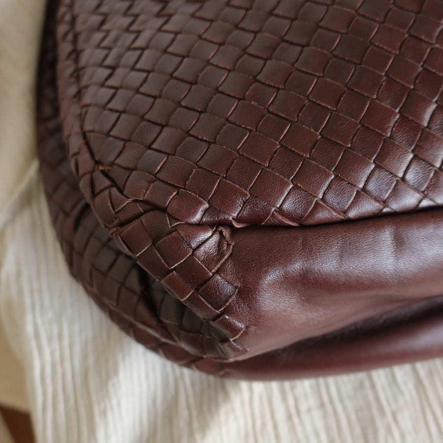 Bottega Veneta Vintage Dark Brown Medium Intrecciato Hobo Tote Bag M