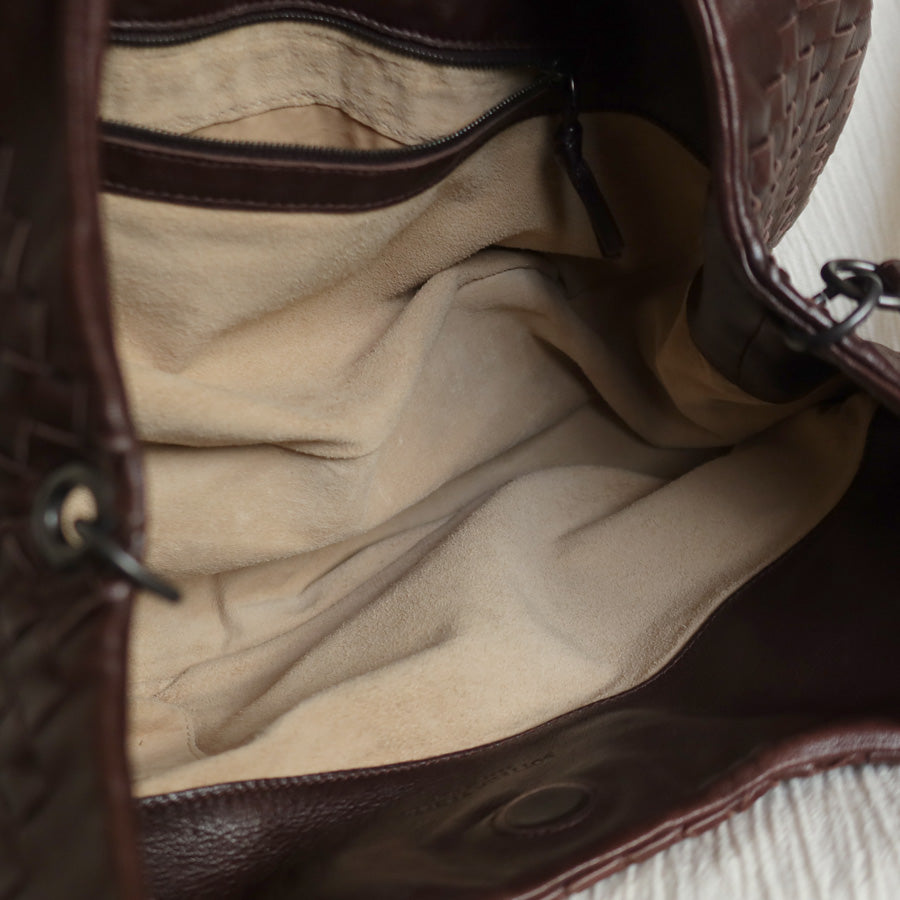 Bottega Veneta Vintage Dark Brown Medium Intrecciato Hobo Tote Bag M