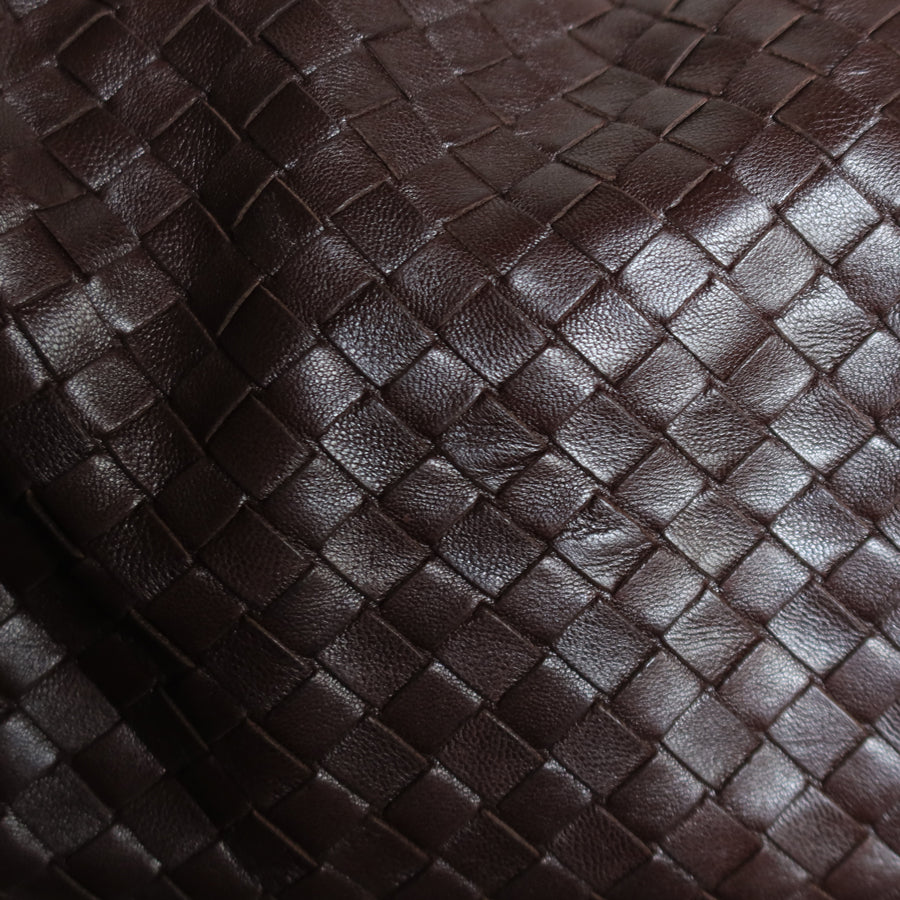 Bottega Veneta Vintage Brown Intrecciato Double Flap Shoulder Bag
