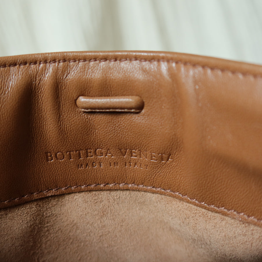 Bottega Veneta Vintage Caramel Brown Intrecciato Mini Pochette Clutch Shoulder Bag