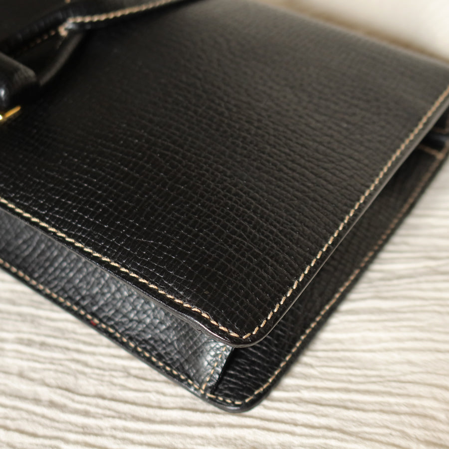 Loewe Vintage Black Grained Leather Twisted Knot Clutch Bag