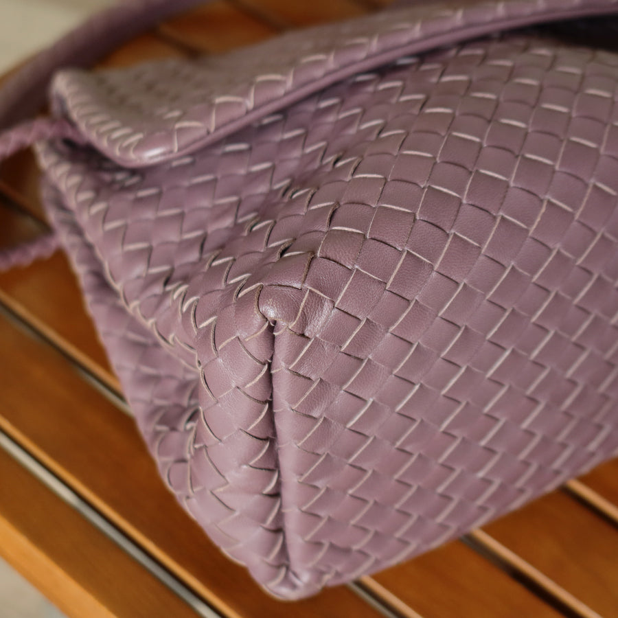 Bottega Veneta Vintage Lilac purple Intrecciato Ring Hobo Shoulder Flap Bag