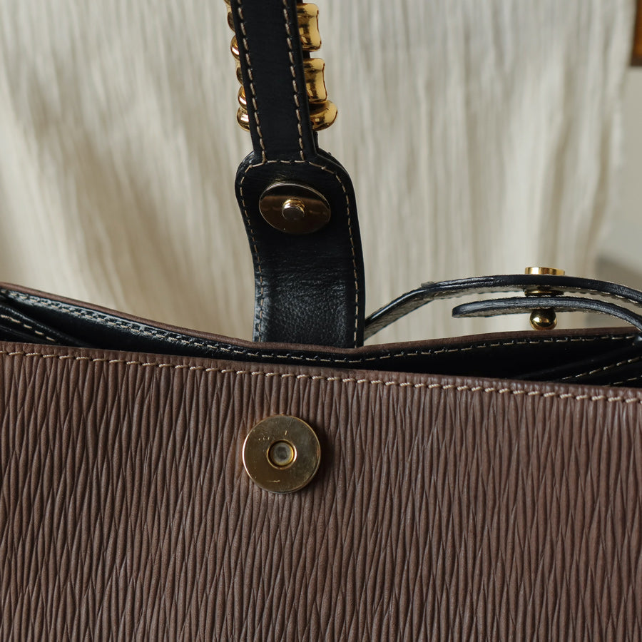 Loewe Vintage Brown Dual Tone Velazquez Leather Anagram Crossbody Bag