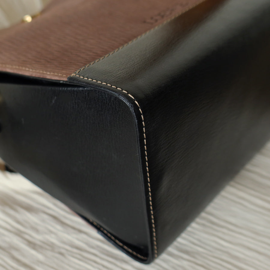Loewe Vintage Brown Dual Tone Velazquez Leather Anagram Crossbody Bag