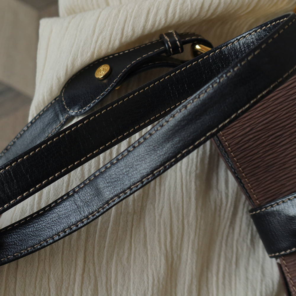Loewe Vintage Brown Dual Tone Velazquez Leather Anagram Crossbody Bag