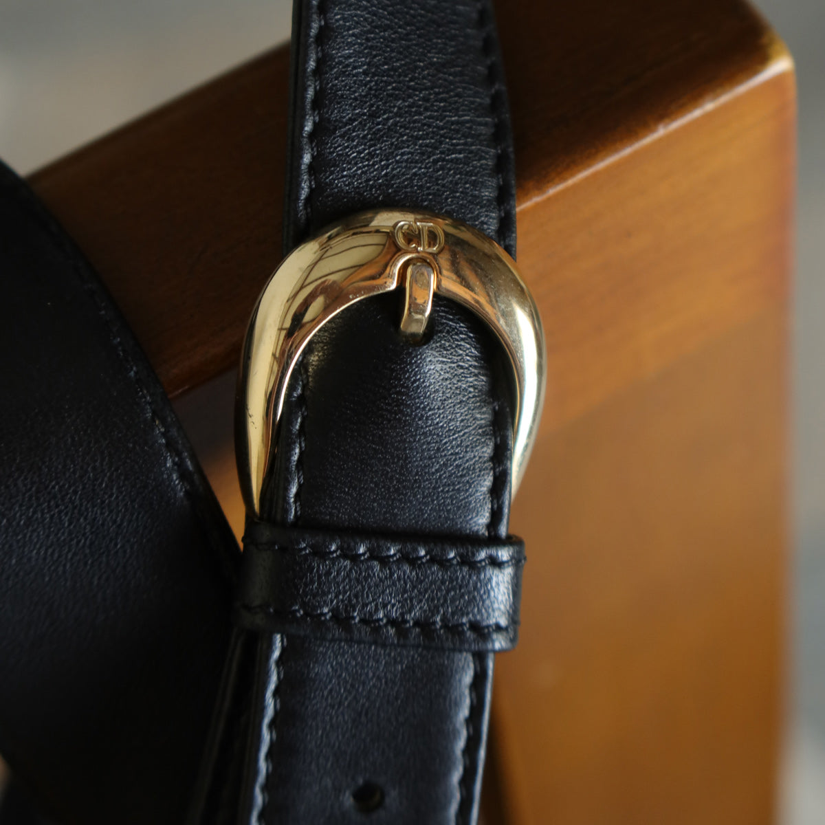 Christian Dior Vintage Black Leather Gold CD Cannage Charm Crossbody Bag