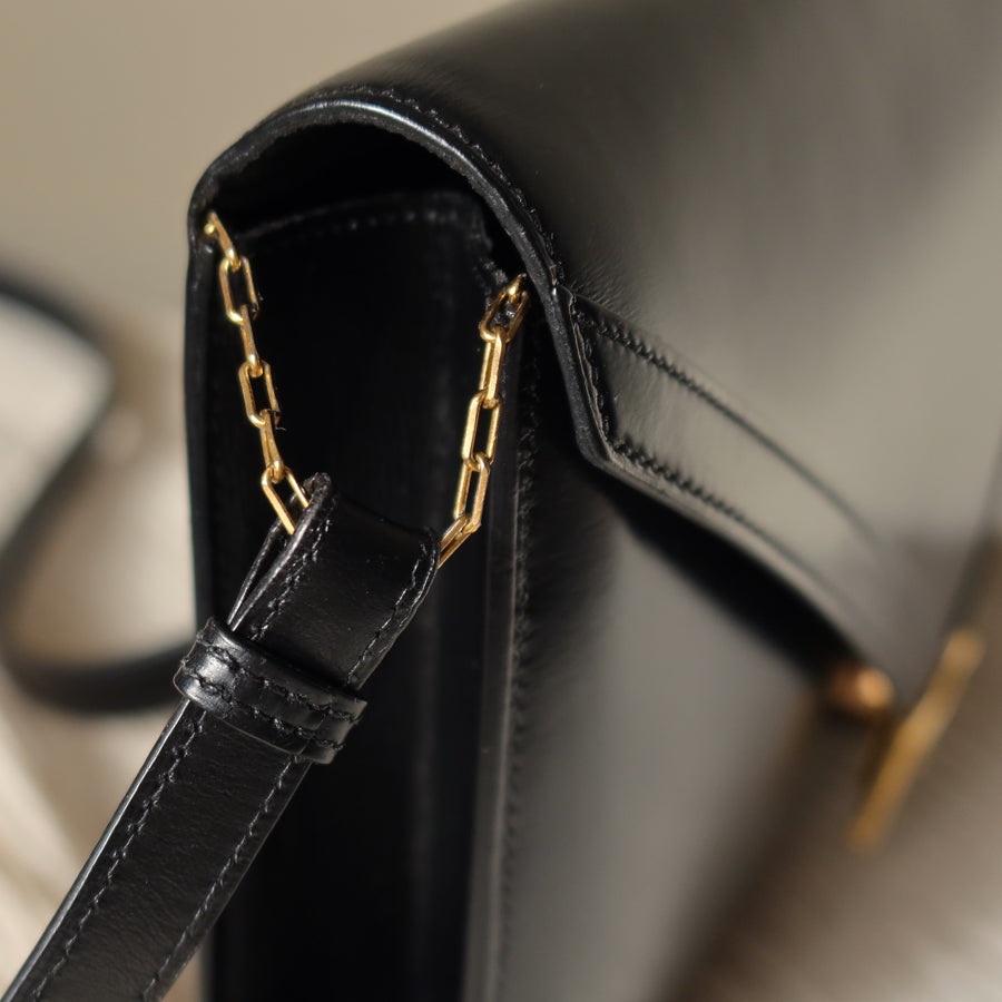 Vintage Hermès Lydie Black Box Calf Leather 2-way Clutch Bag