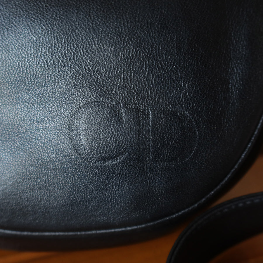 Christian Dior Vintage Black Leather Gold CD Cannage Charm Crossbody Bag