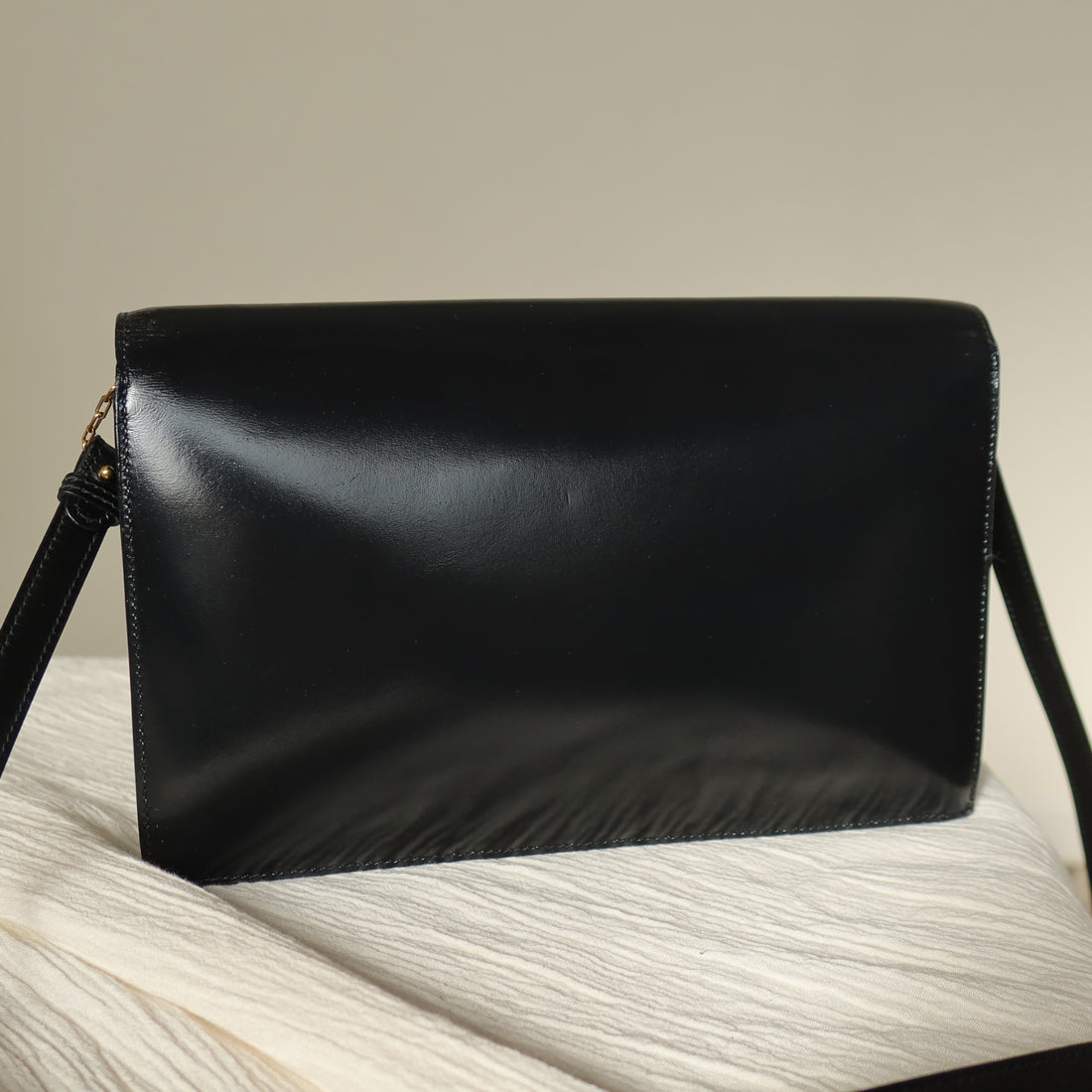 Vintage Hermès Lydie Black Box Calf Leather 2-way Clutch Bag