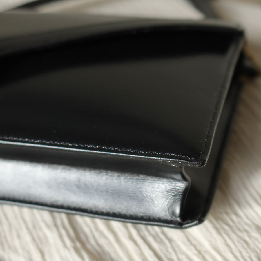 Vintage Hermès Lydie Black Box Calf Leather 2-way Clutch Bag