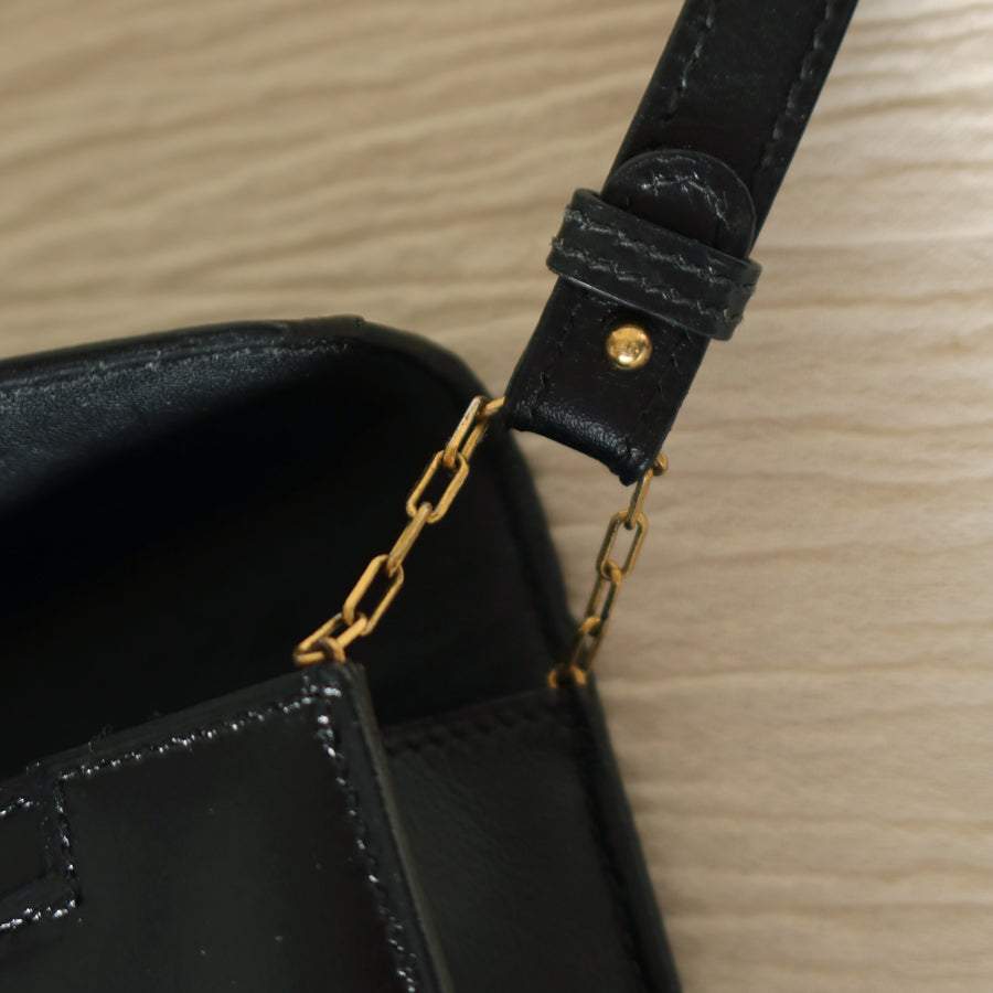Vintage Hermès Lydie Black Box Calf Leather 2-way Clutch Bag