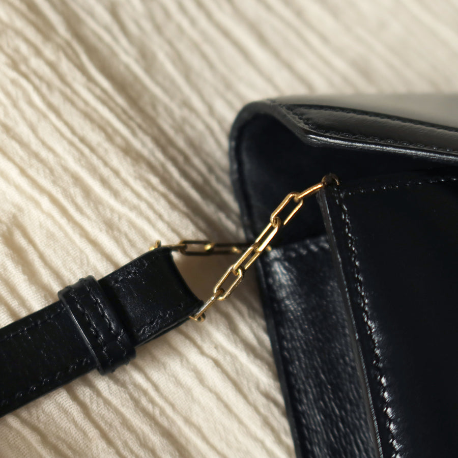 Vintage Hermès Lydie Black Box Calf Leather 2-way Clutch Bag