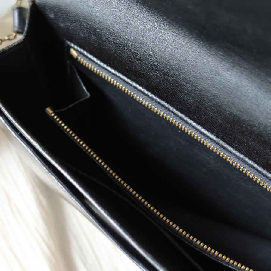 Vintage Hermès Lydie Black Box Calf Leather 2-way Clutch Bag