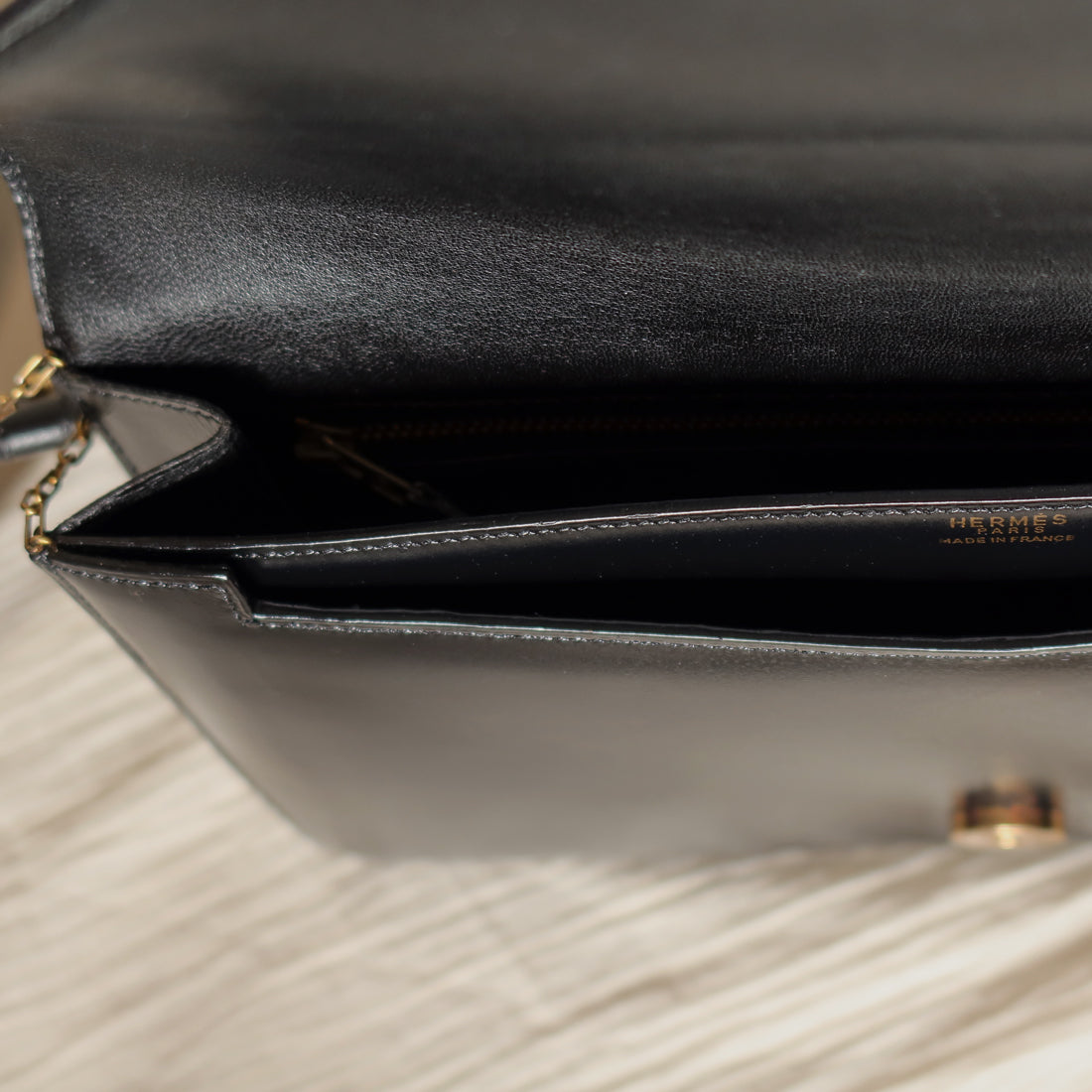 Vintage Hermès Lydie Black Box Calf Leather 2-way Clutch Bag