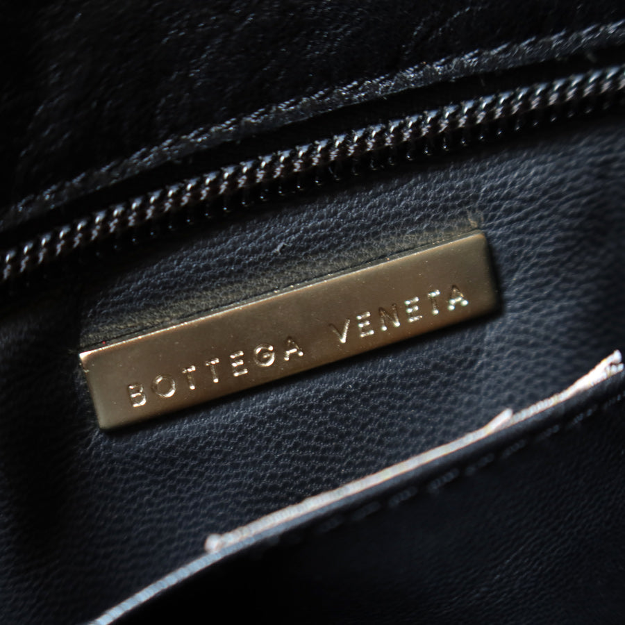 Bottega Veneta Vintage Black Leather Intrecciato Sardine Pochette Shoulder Bag