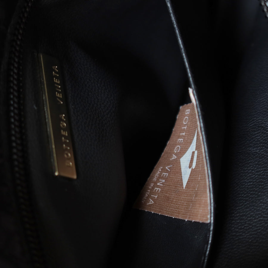 Bottega Veneta Vintage Black Leather Intrecciato Sardine Pochette Shoulder Bag