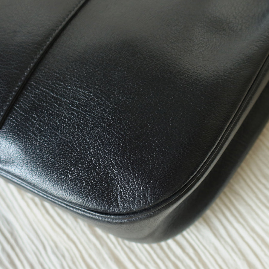 Christian Dior Vintage Black Leather Half Moon 2way Shoulder Bag