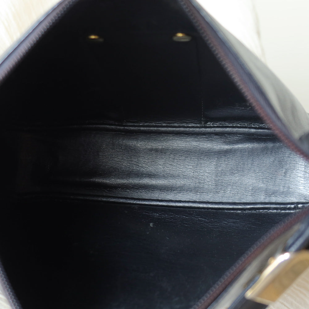Christian Dior Vintage Black Leather Half Moon 2way Shoulder Bag
