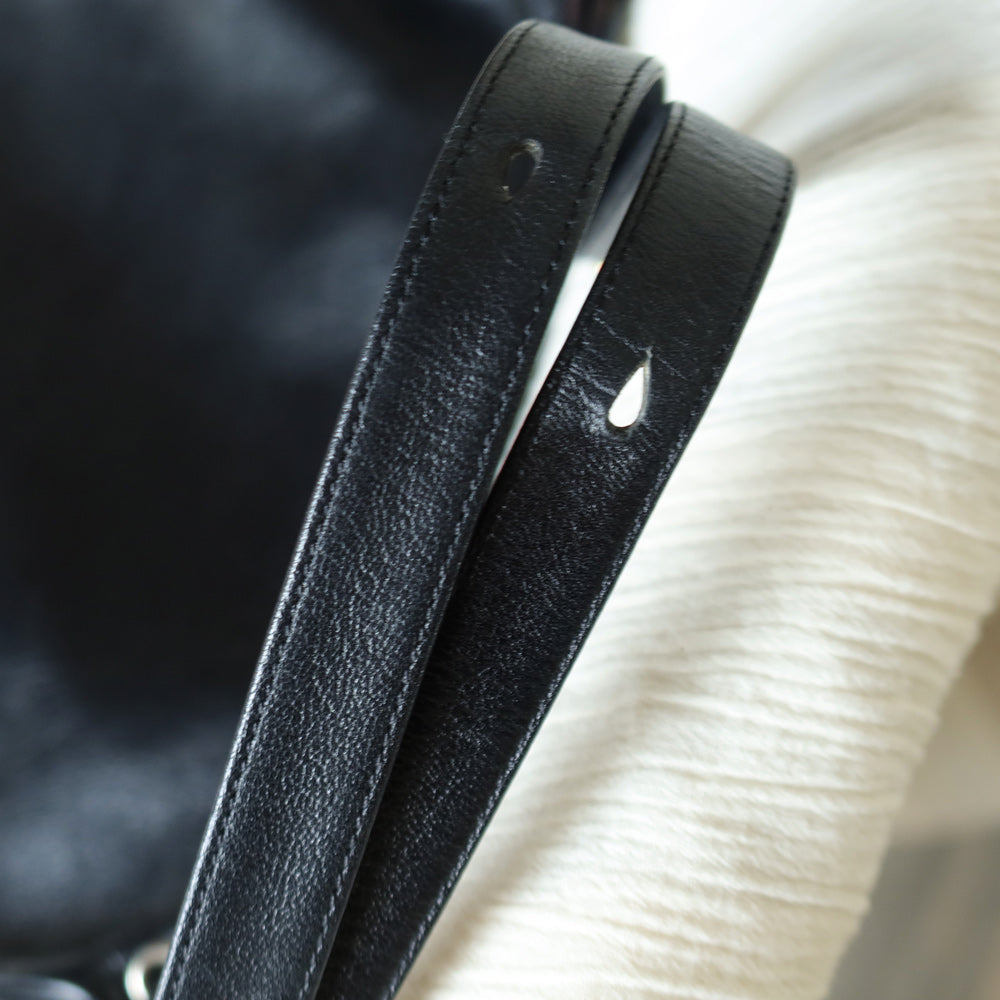 Christian Dior Vintage Black Leather Half Moon 2way Shoulder Bag