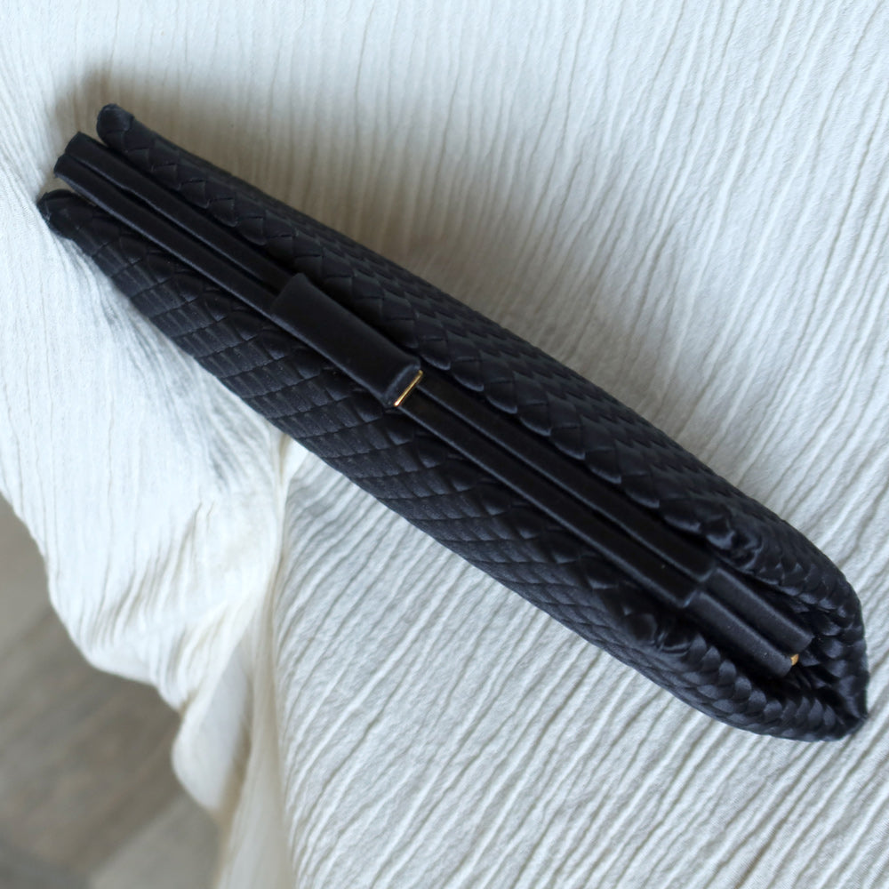 Rare Bottega Veneta Vintage Satin Intrecciato Kiss Lock Clutch 2 way Shoulder Bag