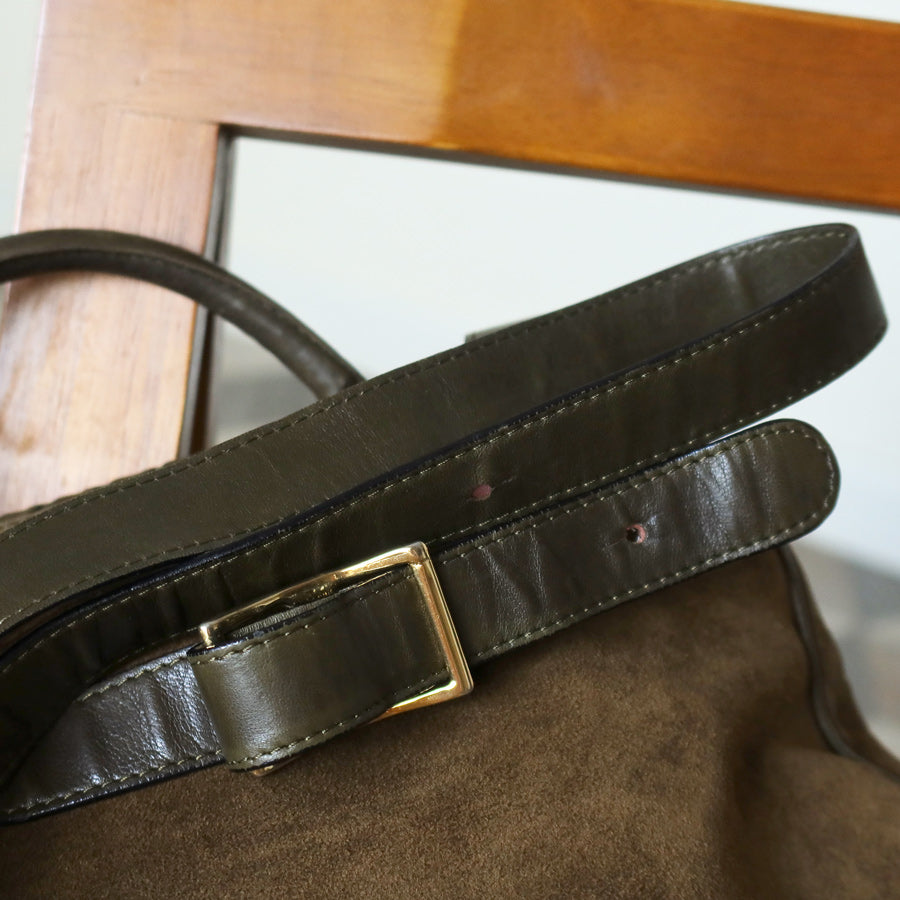 Rare Bottega Veneta Vintage Olive Brown Intrecciato Kiss Lock Half Moon Hobo Bag