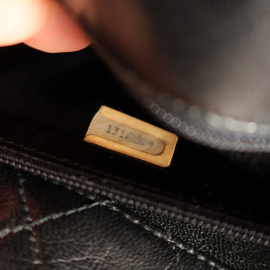 Chanel Vintage Black Lambskin Medium Asymmetrical Double Flap Bag