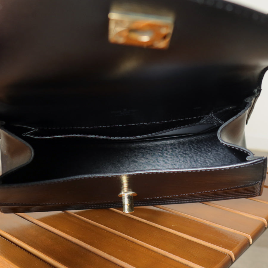 Louis Vuitton Vintage Black Epi Leather Tilsitt Gold turn lock 2way Shoulder Bag