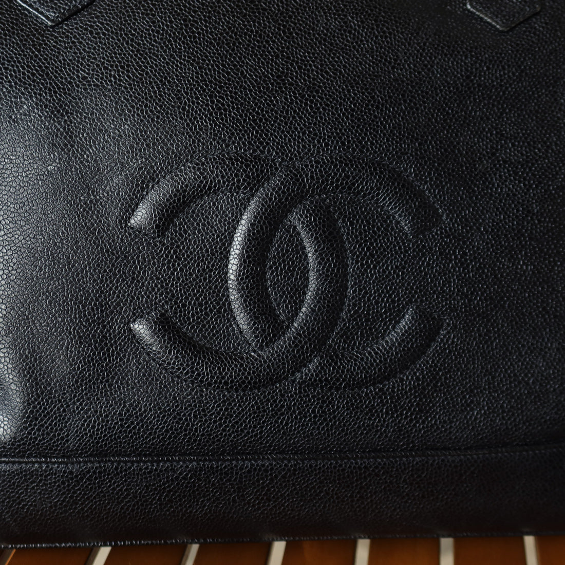 Vintage Chanel Black Caviar CC Turn lock Double sided XL Shoulder Bag