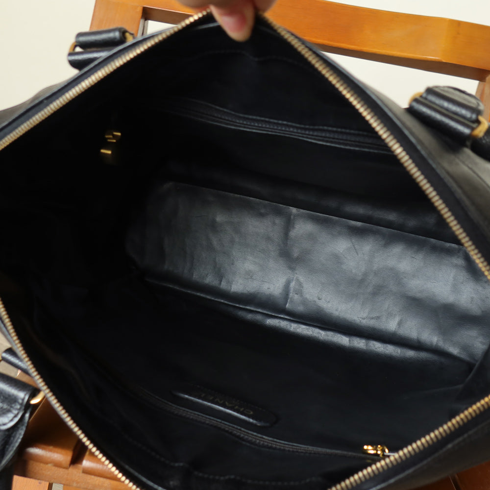 Vintage Chanel Black Caviar CC Turn lock Double sided XL Shoulder Bag