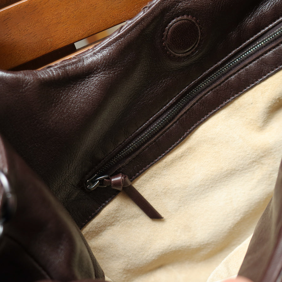 Bottega Veneta Vintage Dark Brown Intrecciato Campana Hobo Shoulder Bag