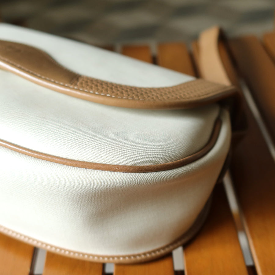 Christian Dior Vintage Ivory x Brown Leather CD Logo Monogram Flap Crossbody bag