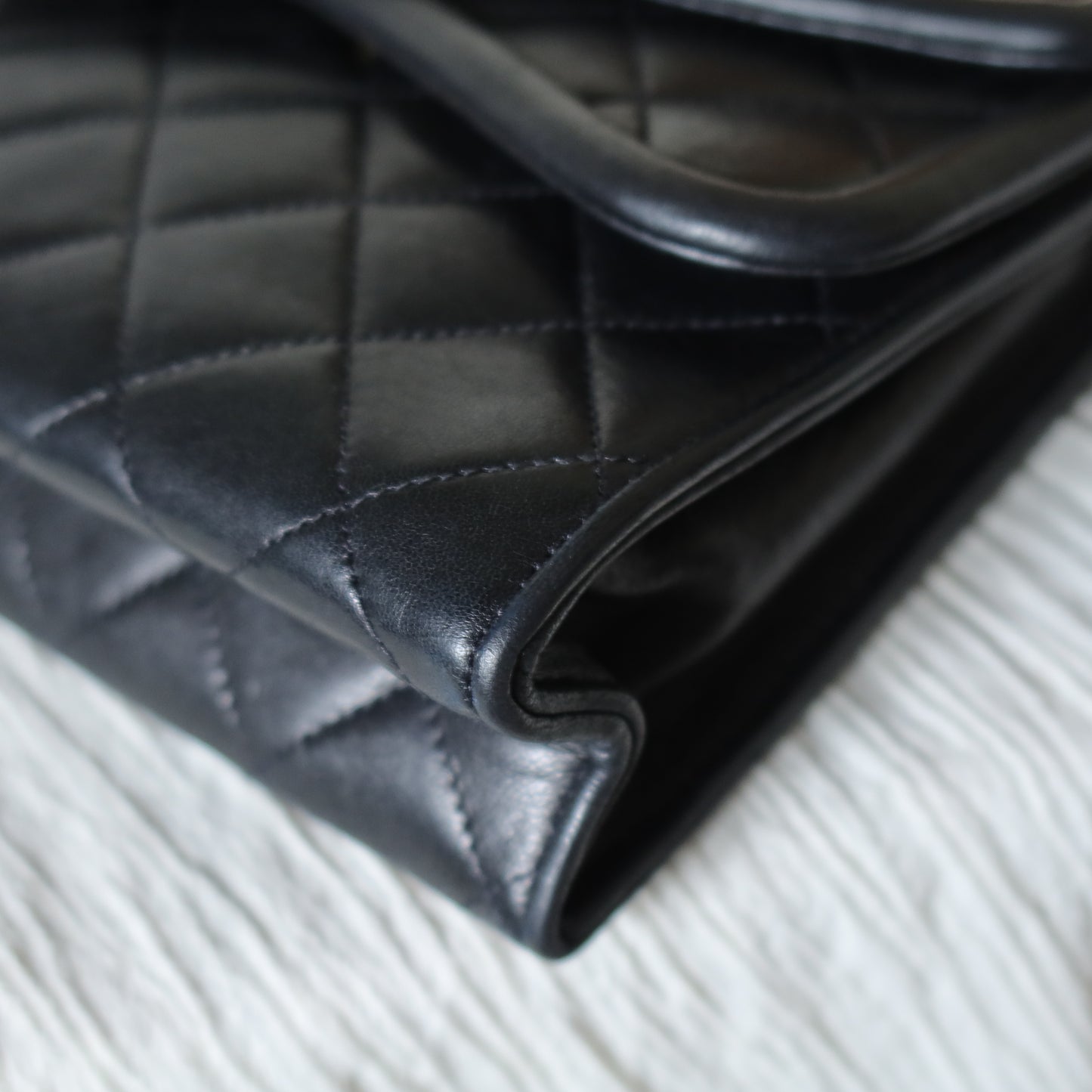 Chanel Vintage Black Lambskin Tassel Asymmetrical Double Flap Bag S