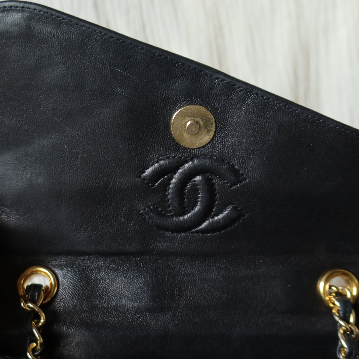 Chanel Vintage Black Lambskin Tassel Asymmetrical Double Flap Bag S