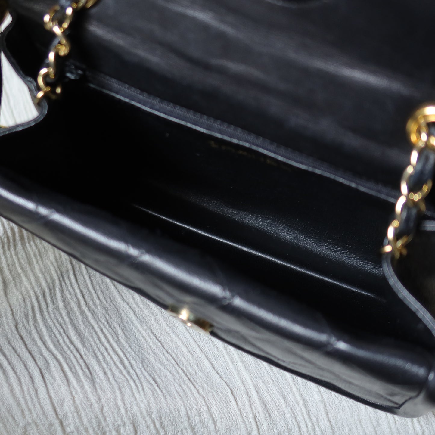 Chanel Vintage Black Lambskin Tassel Asymmetrical Double Flap Bag S