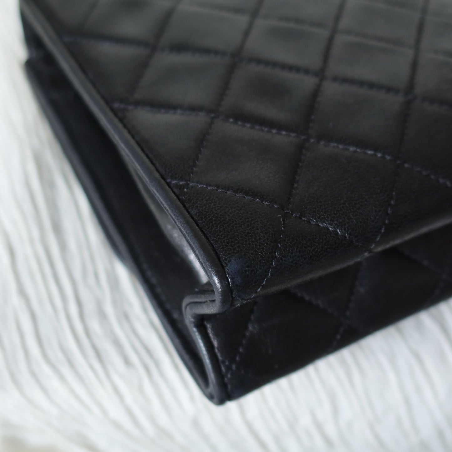 Chanel Vintage Black Lambskin Tassel Asymmetrical Double Flap Bag S