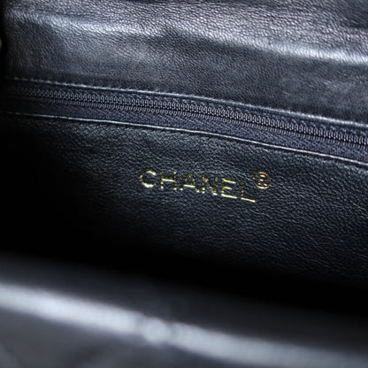 Chanel Vintage Black Lambskin Tassel Asymmetrical Double Flap Bag S